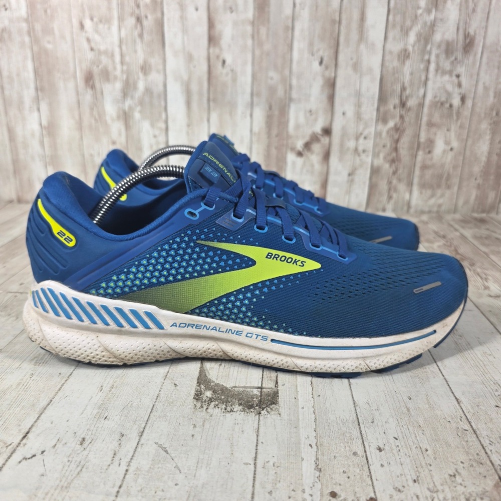 Brooks Adrenaline GTS 22 Mens Running Shoes Blue Lime 1103661D482 Size 10.5